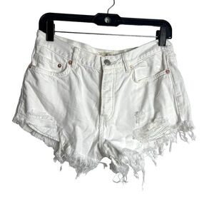 We The Free distressed white denim cut off shorts NWOT SZ26